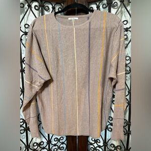 Milano Beige Long Sleeve Shirt with Colorful Stripes